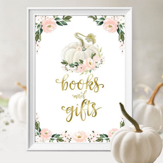 Póster Libros y regalos Calabaza Floral Rótulo Baby Showe (Subido por el creador)