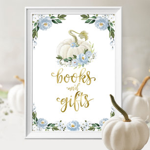 Póster Libros y regalos Calabaza Floral Rótulo Baby Showe