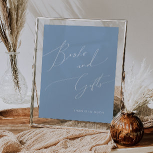 Póster Libros y regalos de Baby Shower azul y agitado