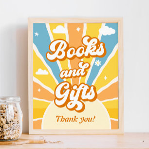 Póster Libros y regalos de Baby Shower brillantes