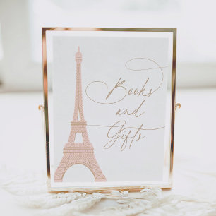 Póster Libros y regalos de Baby Shower de la Torre Eiffel