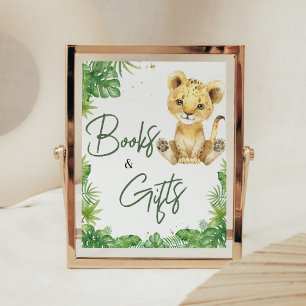 Póster Libros y regalos de Baby Shower de leones
