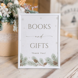 Póster Libros y regalos de Baby Shower en invierno