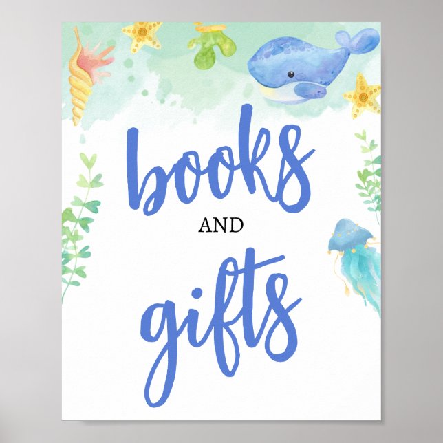 Póster Libros y regalos de Baby Shower en verano bajo el  (Frente)