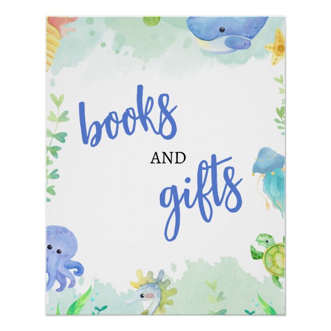 Póster Libros y regalos de Baby Shower en verano bajo el  (Anverso)