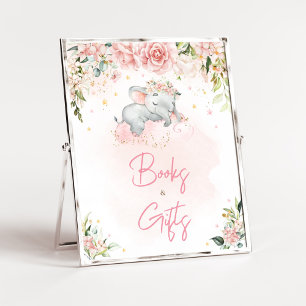 Póster Libros y regalos de Baby Shower para elefantes de 
