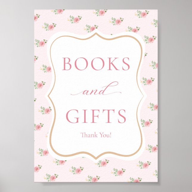 Póster Libros y regalos de Baby Shower para Fiestas de té (Frente)