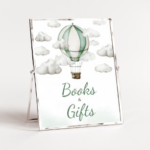 Póster Libros y regalos de Baby Shower sobre globos aeros