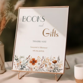 Póster Libros y regalos de Baby Shower Terracotta Wildflo