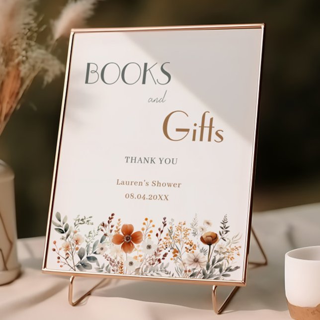 Póster Libros y regalos de Baby Shower Terracotta Wildflo (Subido por el creador)