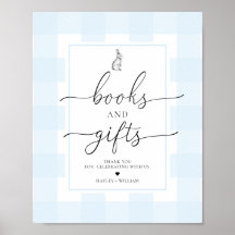 Libros y regalos de conejo azul Gingham