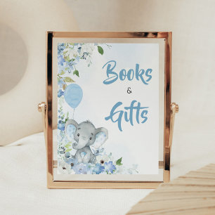Póster Libros y regalos de Elefante de cacahuete azul