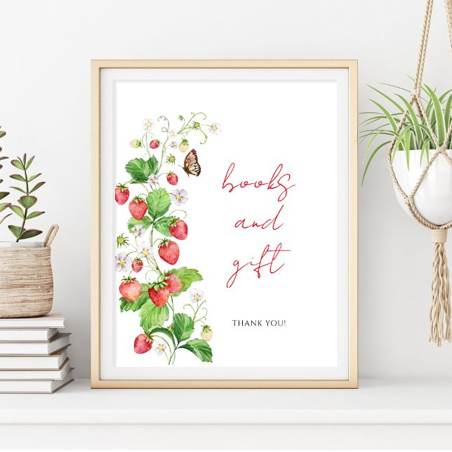 Póster Libros y regalos de fresa de Baby Shower (Subido por el creador)