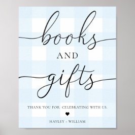 Póster Libros y regalos de Gingham azul