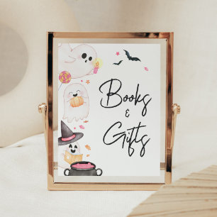 Póster Libros y regalos de Halloween en el Pequeño Bote R