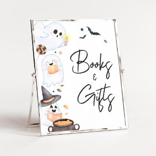 Póster Libros y regalos de Halloween naranja