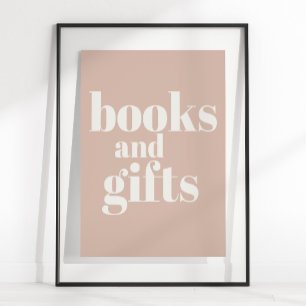 Póster Libros y regalos de tipografía de arenisca rosa pa