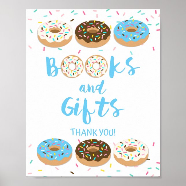 Póster Libros y regalos Ducha Mesa Rótulo Donuts azules (Frente)