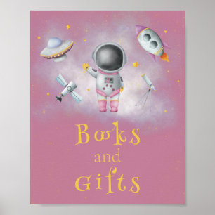 Póster Libros y regalos Espacio Astronauta chica cohetes 