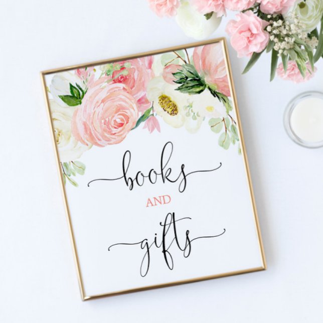 Póster Libros y regalos firmar oro rosa elegante floral (Subido por el creador)
