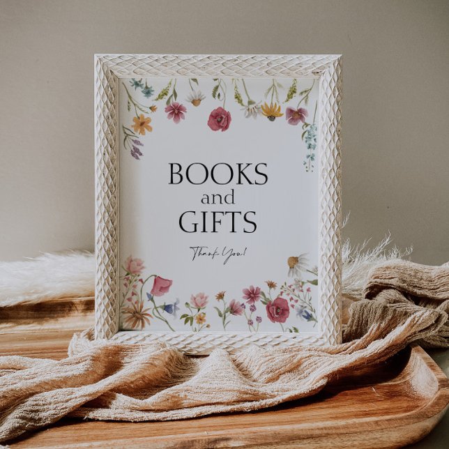 Póster Libros Y Regalos Floral Rótulo Baby Shower (Subido por el creador)