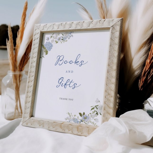 Póster Libros y regalos florales azules y blandos (Subido por el creador)