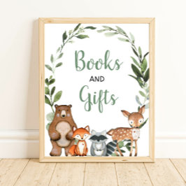 Póster Libros y regalos frondosos árboles de verdor de la