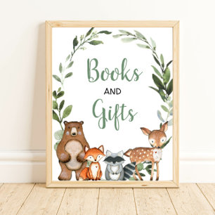 Póster Libros y regalos frondosos árboles de verdor de la