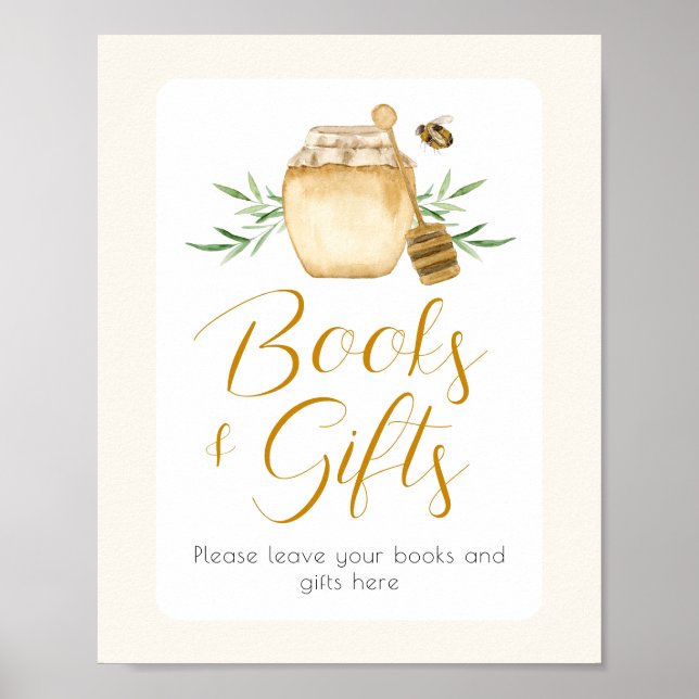 Póster Libros y regalos Honey Bee Letrero de mesa para ba (Frente)