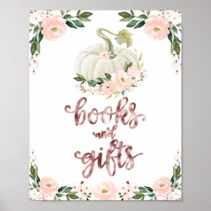 Póster Libros y Regalos Letrero de Fiesta de Bebé Floral