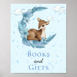 Póster Libros y regalos Moon Little Bambi Nubes azules po
