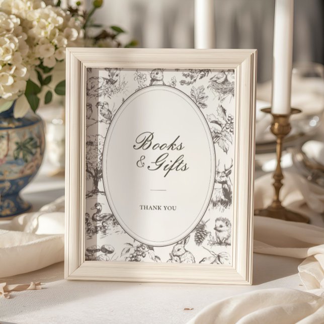 Póster Libros y regalos para baby shower con bosque bosqu (Subido por el creador)