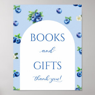 Póster Libros y Regalos para Baby Shower de Arándanos