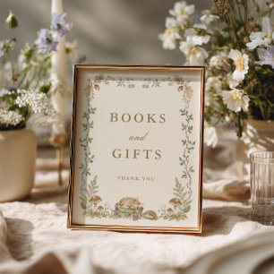 Póster Libros y regalos para baby shower de cuento de bos