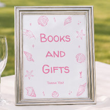 Libros y regalos para baby shower de playa rosa