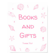 Libros y regalos para baby shower de playa rosa