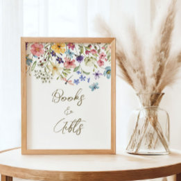 Póster Libros y regalos para baby shower de Wildflower Ba