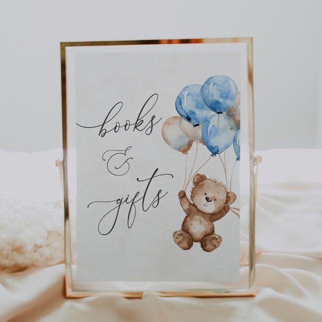 Póster Libros y regalos Rótulo Baby Shower Blue Teddy Bea (Subido por el creador)
