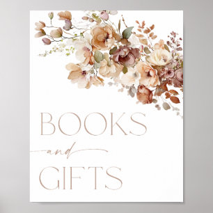 Póster Libros y regalos símbolo boho otoño floral otoño