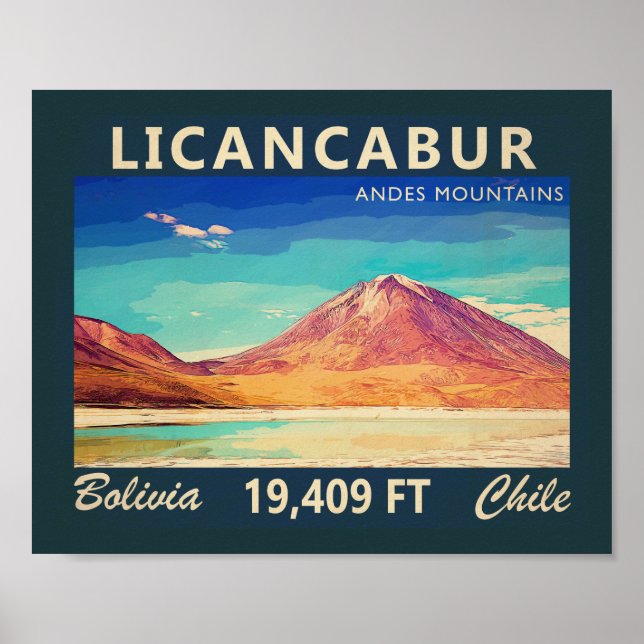 Póster Licancabur South America Vintage (Frente)