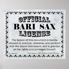 Póster Licencia Bari Sax