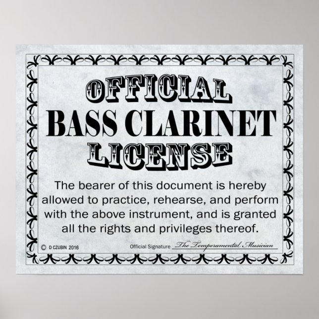 Póster Licencia Bass Clarinet (Frente)
