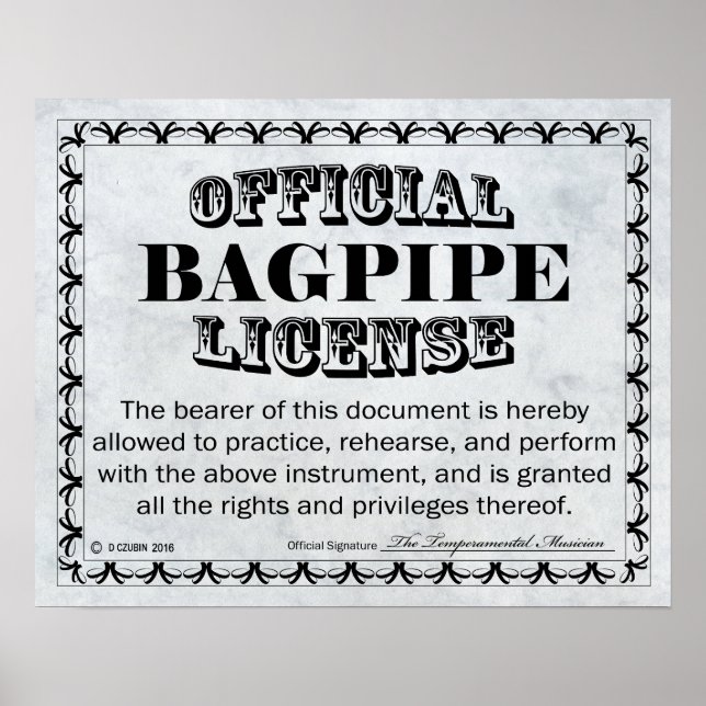 Póster Licencia de Bagpipe (Frente)