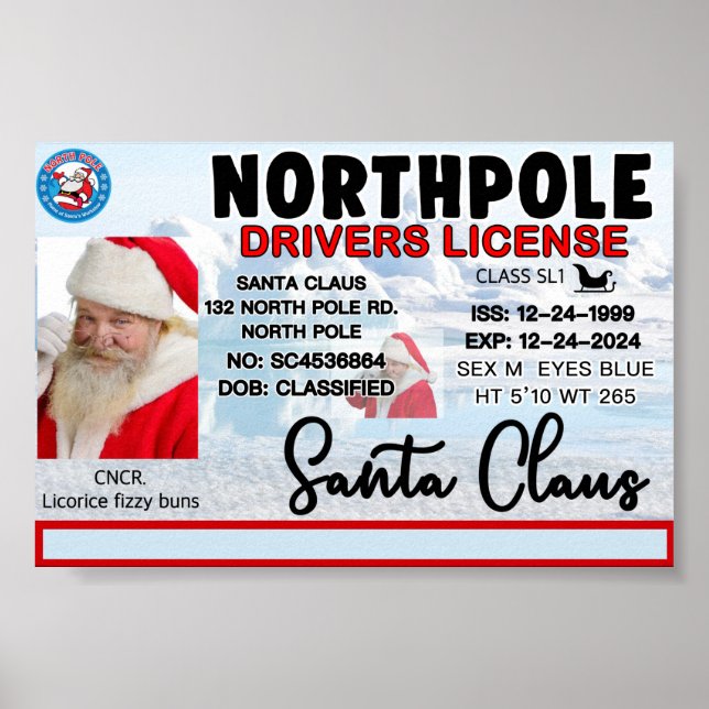Póster Licencia de conducir de Santa Claus (Frente)