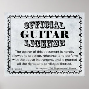Póster Licencia de guitarra