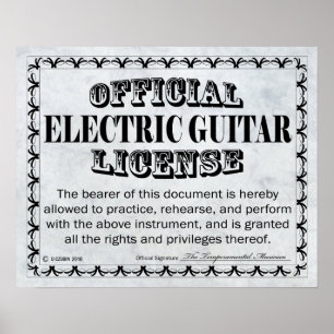 Póster Licencia de guitarra eléctrica