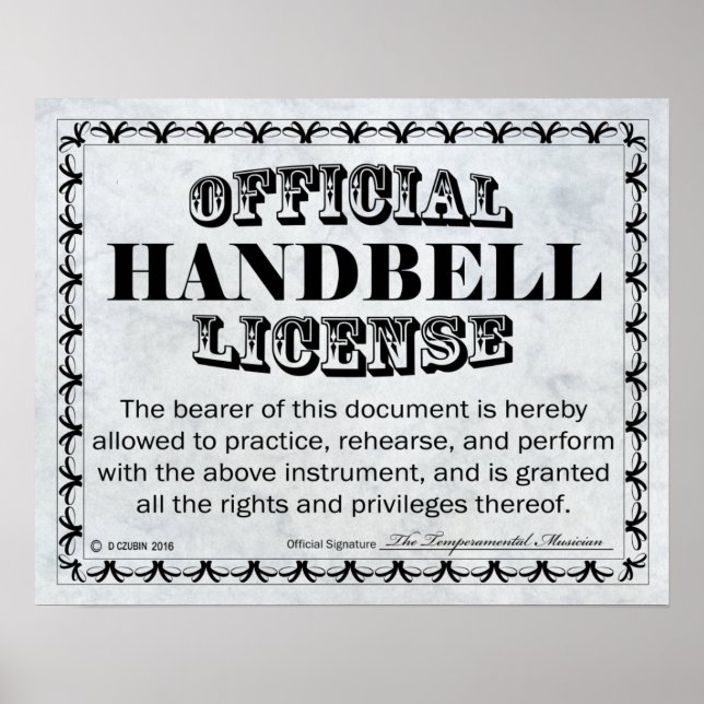 Póster Licencia de Handbell (Frente)