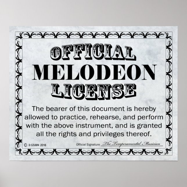 Póster Licencia de Melodeon (Frente)