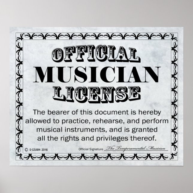 Póster Licencia de músico (Frente)