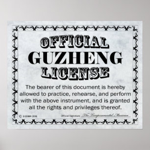 Póster Licencia Guzheng